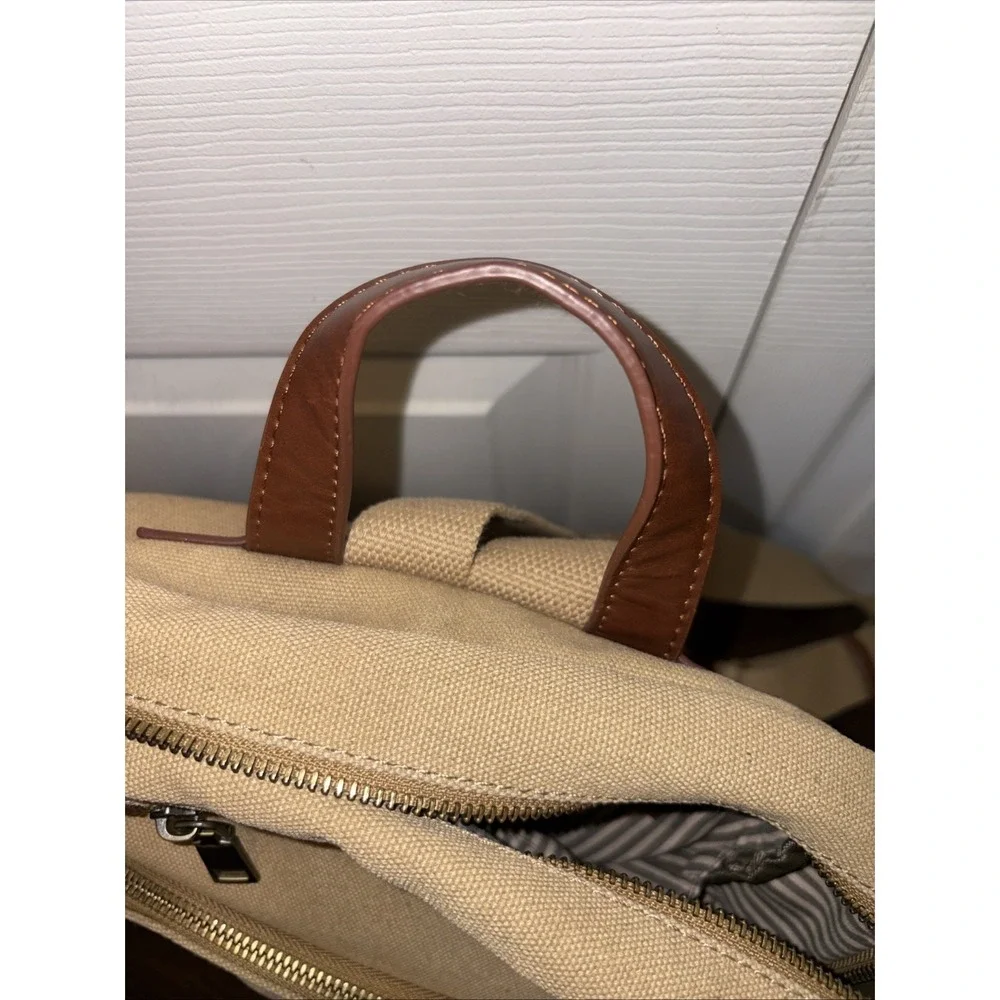 Antik Kraft Willa Canvas Backpack Tan 14" X 12" Multi Pockets - Picture 7 of 9